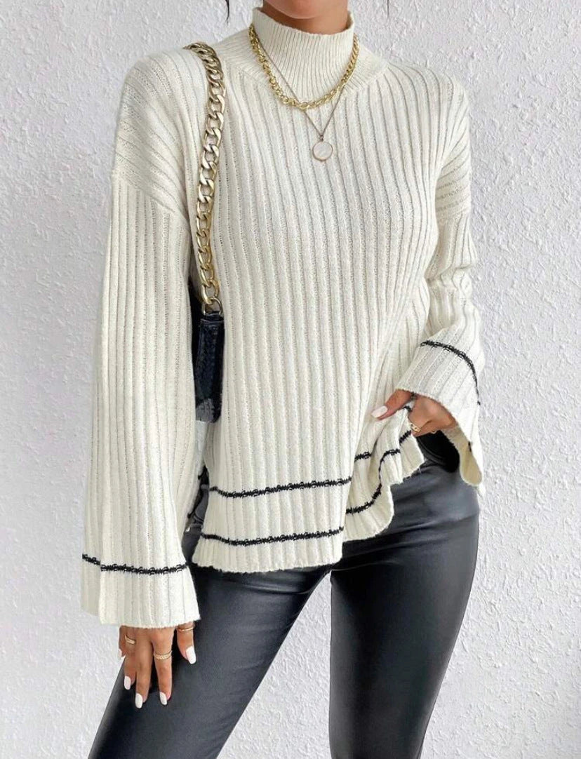 Mila Women's Ribbed Mock Neck Sweater