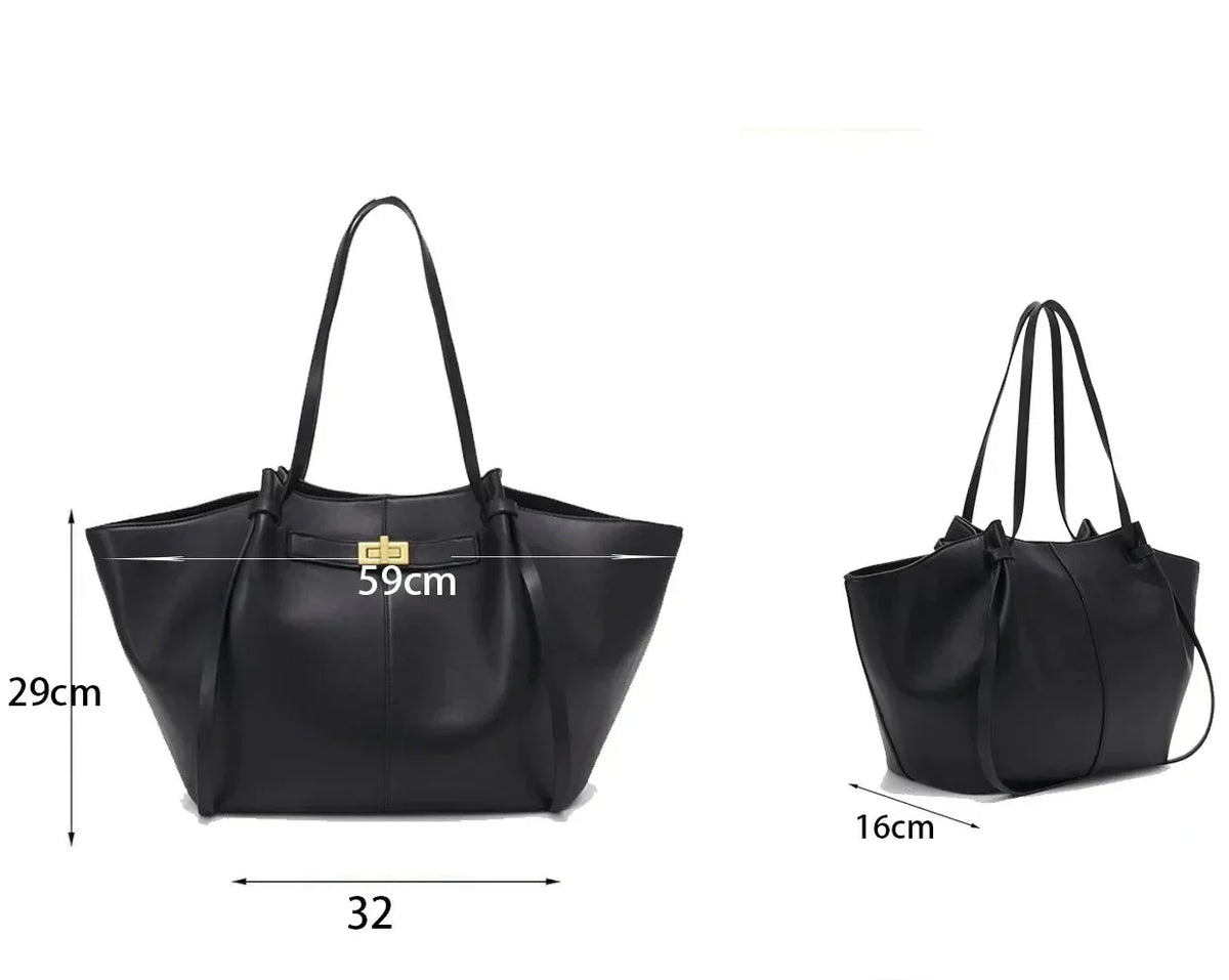 Daphne Women's Large Tote Bag with Gold Clasp