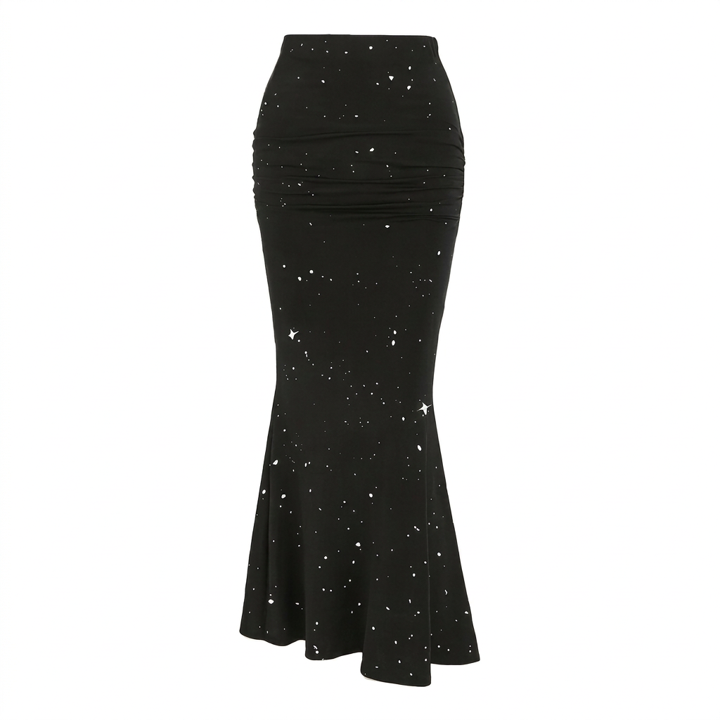 Victoria High Waisted Mermaid Maxi Skirt with Studs for Women