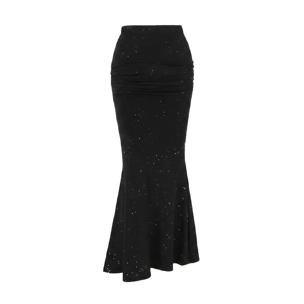 Victoria High Waisted Mermaid Maxi Skirt with Studs for Women
