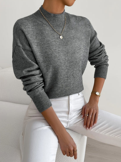 Audrey Women's Soft Knit Sweater with Stand Up Collar
