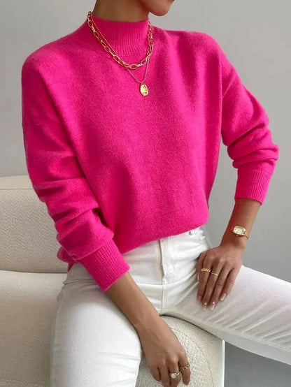 Audrey Women's Soft Knit Sweater with Stand Up Collar