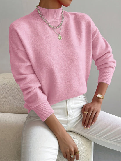 Audrey Women's Soft Knit Sweater with Stand Up Collar
