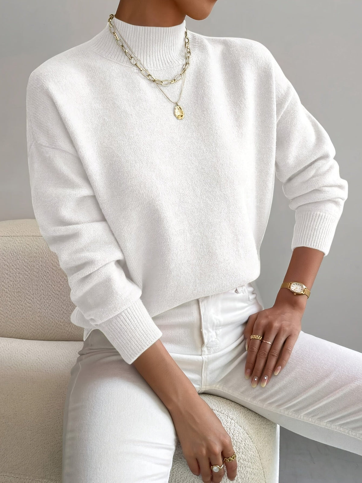 Audrey Women's Soft Knit Sweater with Stand Up Collar