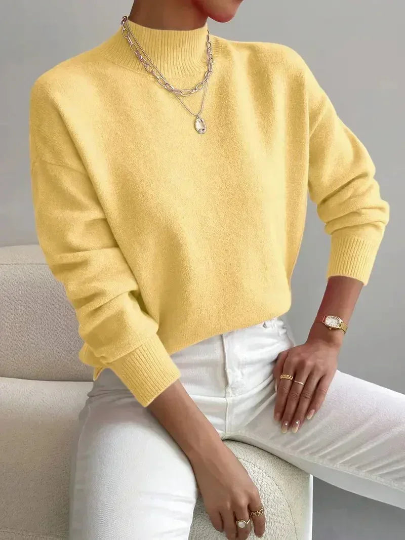 Audrey Women's Soft Knit Sweater with Stand Up Collar