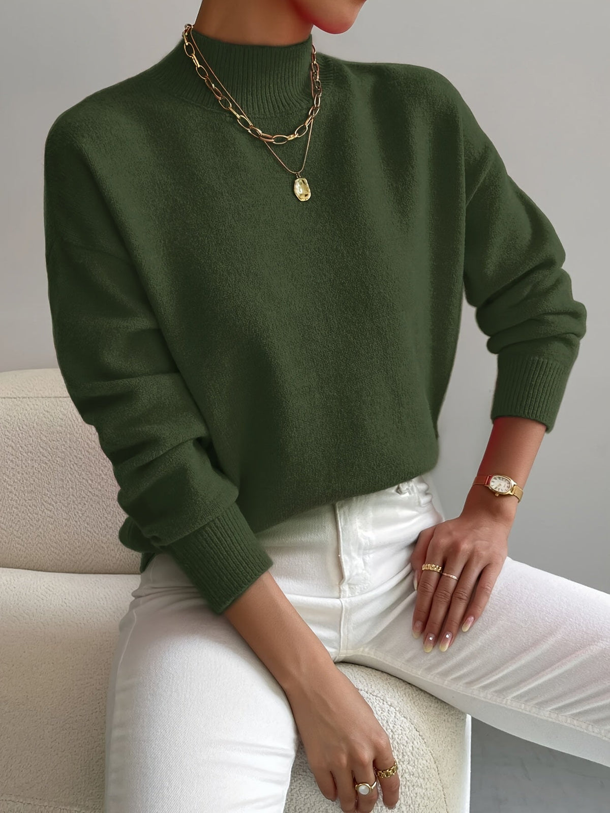 Audrey Women's Soft Knit Sweater with Stand Up Collar