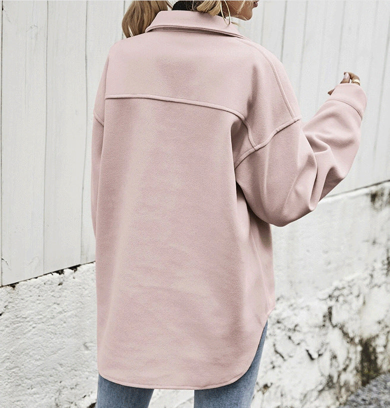 Hollis Women's Oversized Wool Blend Shacket with Button Closure