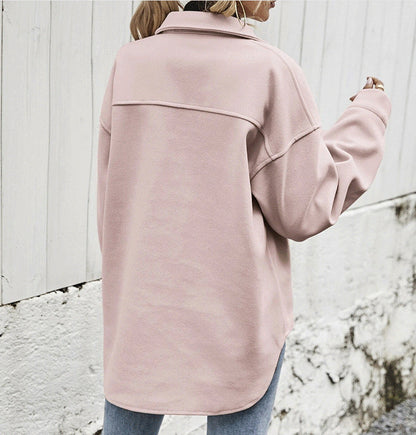 Hollis Women's Oversized Wool Blend Shacket with Button Closure